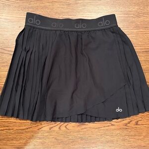 Alo Yoga Aces Match Point Varsity Tennis Skirt Skort Black Women’s Size Medium